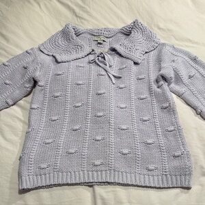 Sandy Liang Limited Collab Lavender Purple Textured Crochet Knit Sweater size S